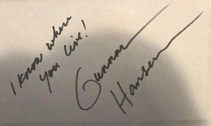 GUNNAR HANSEN SIGNED INDEX CARD AUTOGRAPH - "I Know Where You Live" Leatherface - Picture 1 of 1