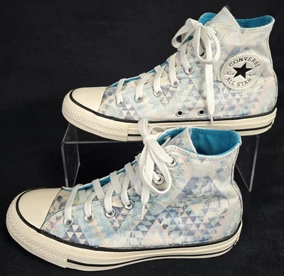 Converse Chuck Taylor All Star Women Sz 8 Faded Blue Aztec Geometric Canvas High - Image 1 of 4