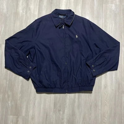 Vintage Polo Ralph Lauren Harrington Jacket Mens Large Blue Plaid Windowpane Y2K - Image 1 of 4