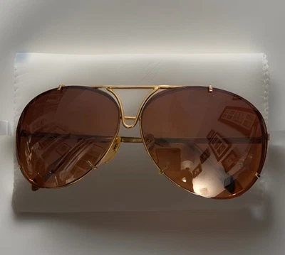 "Gafas de sol vintage de aviador marco dorado rosa marrón lente de 2 5/8"" puente brazo de 5,5""" Foto 1 de 4