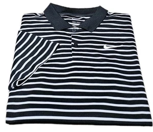 New! NIKE DRIFIT-Black Stripe Poly, Mens SS/2B, Summer Athletic Polo Shirt-(L) - Picture 1 of 3