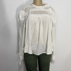 Camisa Boho Free People Óptica Blanca Encaje L/S Para Mujer Talla XL Informal Nueva $148 - Imagen 1 de 18