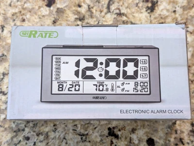Reloj despertador digital SH Rate electrónico a batería 6" x 3" Foto 1 de 4