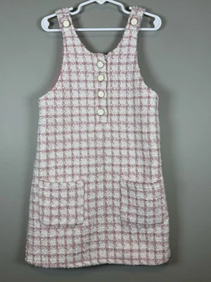 Vestido Nicole Miller New York Vintage Tweed Niñas 6X Rosa/Blanco Clásico Foto 1 de 4