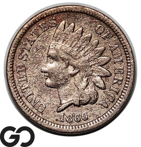 1860 Indian Head Cent Penny, Details, Scarcer Date - Picture 1 of 3