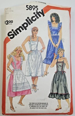 Delantal de colección años 80 patrón de costura simplicidad 5895 Misses solero volantes 12-16 CORTE Foto 1 de 3