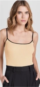 NWT STAUD Soleil Fitted Tank Top Ribbed Jersey Stretch Contrast Trim Size XS - Picture 1 of 10