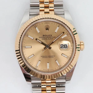 2025 New Rolex 126333 Datejust 41 Yellow Gold Steel Champagne Stick Dial Watch - Picture 1 of 13