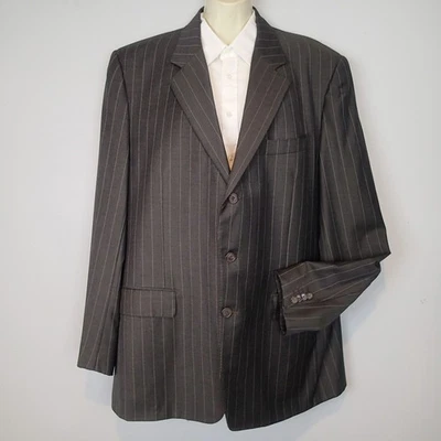 Jaqueta Corneliani Blazer Lã Listrada Carvão/Marrom EXTRAFINA tamanho 46/48 L? - Imagem 1 de 4