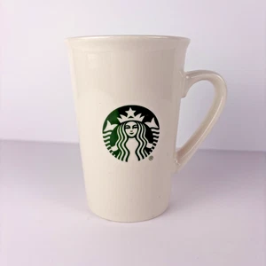 Starbucks Coffee Mug 2019 White Ceramic 10oz Green Siren Logo Tall Tapered Cup - Picture 1 of 4