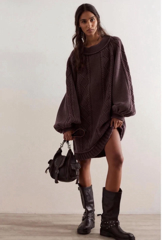 Suéter FREE PEOPLE We The Free The Feels Cable en Hot Fudge Nuevo con Etiquetas Talla Pequeña Foto 1 de 4