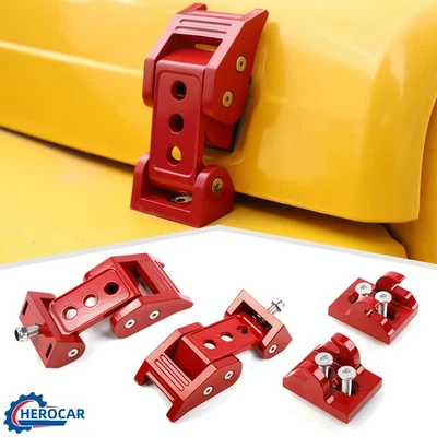 💌 Engine Hood Latches Catch Locking Lock Red Kit For Jeep Wrangler TJ 1997-2006 Foto 1 de 4