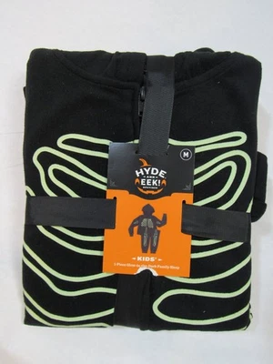 NEW Hyde and Eek Kids MEDIUM "Glow-in-the-Dark" Skeleton Costume Black Fleece - Image 1 of 4