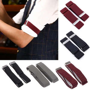Adjustable Elastic Non Slip Shirt Belt Cufflinks Sleeves Holder Arm Garter A_ro - Picture 1 of 22