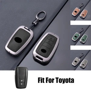 Zinc Alloy Leather Car Remote Key Fob Case Cover For Toyota 86 C-HR RAV4 Avalon - Picture 1 of 11