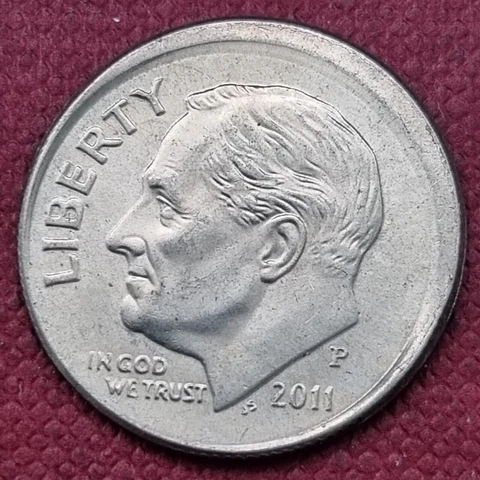 2011 P Roosevelt Dime 10c MINT ERROR - OFF CENTER #20468 Cover