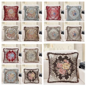 Classic Cushion COVER Jacquard Floral Sofa Home Decor Pillow Case USA 22x22" - Picture 1 of 22