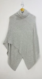 Neuwertiger Samt Poncho Damen Einheitsgröße grau Strick Wasserfallausschnitt Cape Strick Kaschmir Baumwolle - Bild 1 von 7