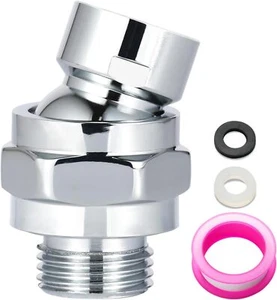 Chrome All - Metal Shower Head Swivel Ball Adapter - Adjustable, Solid Brass - Picture 1 of 14