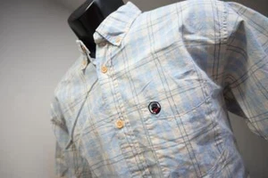 Southern Proper Dress Shirt Plaid Short Sleeve Casual Button Up Mens Size Medium - Picture 1 of 8
