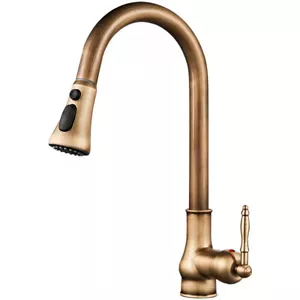 Antique Brass Kitchen Sink Mixer Tap Basin Pull Out Faucet 360°Swivel Spout WELS - Picture 1 of 12