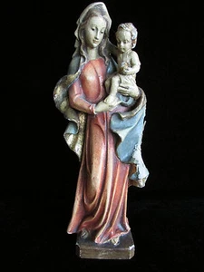 Figur Viktorianisch Italienisch Jungfrau Maria Madonna Jesus Holz Statue Weihnachten RAR - Bild 1 von 8