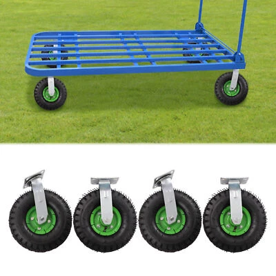 10 Zoll pneumatische Schwerlast Luft Reifen Räder schwenkbar Bauernhof Wagen Rolle 4er-Pack - Bild 1 von 4