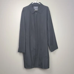 Packable Trench Coat Integrated Pouch Black Vented Button Up Travel Minimalist - Picture 1 of 13