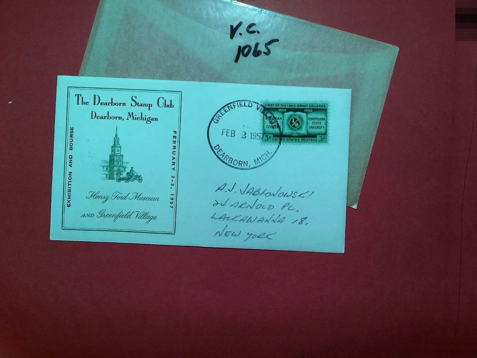 U. S. Vintage Cover 1065 - Dearborn Stamp Club cachet - comb.ship! - Image 1 of 1