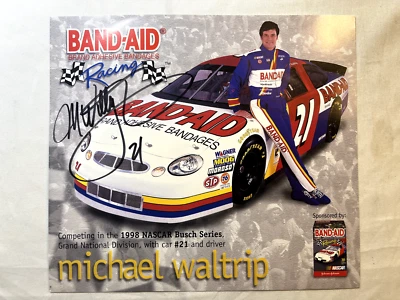 1998 Michael Waltrip Signed Band-Aid Racing NASCAR Busch Oversized Postcard 8x9 - Image 1 of 2