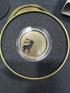 2017 Mongolian Nature - ROARING DEER - 1/2 Half Oz Silver Coin 24K Gold Gilded - Picture 1 of 4