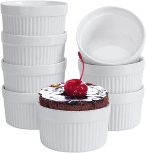Ramekins 6 Oz, Set of 8, Creme Brulee Ramekins, Souffle Dishes, Oven Safe Porcel - Picture 1 of 12