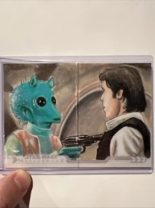Topps Star Wars Masterwork Pano Sketch Of Greedo/Han Solo By Wayne Tully 1/1 - Picture 1 of 4