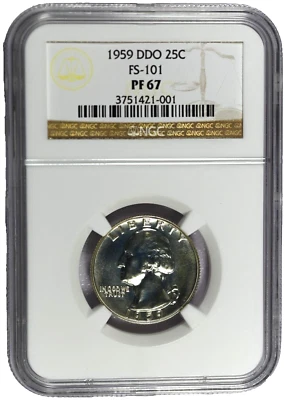 1959 NGC PF67 DDO FS-101 Silver Washington Quarter-Really Nice Doubled Die!!! - Image 1 of 3