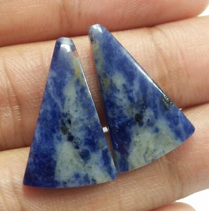 19.45 Ct Natural Sodalite Earring Fancy Cabochon Pair Loose Gemstone 24x14.9 MM - Picture 1 of 3