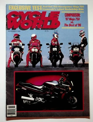 1986 Ноябрь Cycle World Мотоциклетный Журнал Kawasaki Ninja 750R KTM 350 Enduro - Изображение 1 из 4