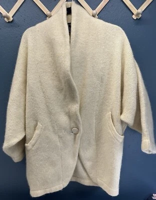 IB Diffusion Crema Mujer’s L Cárdigan Suéter Lana Mezcla Mohair Chaqueta Más Pesada Foto 1 de 4