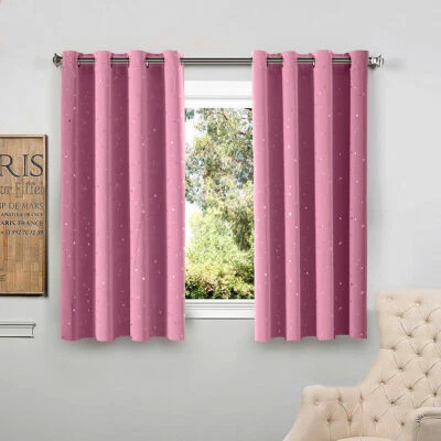 Anillo de cortina corto oscurecimiento habitación estampado estrellas persiana superior 39x47" 1 pieza Foto 1 de 4