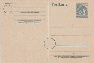 GERMANY 1947 Post WWII 12 pf Fine Unused Postal Card - Picture 1 of 2