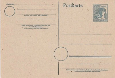 GERMANY 1947 Post WWII 12 pf Fine Unused Postal Card - Image 1 of 2