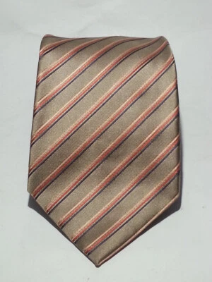 Croft & Barrow Men Dress Silk Tie 60" long 3.75" wide brown with stripes  Foto 1 de 4