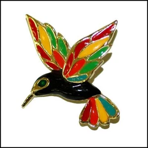 Vintage Enameled Colibri Bird Brooch Pin - Picture 1 of 2
