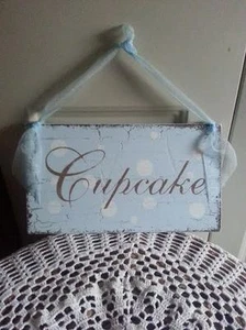 CUPCAKE Schild - Shabby Landhaus - Rotkehlchen Ei blau  - Bild 1 von 3