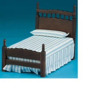 Dollhouse Miniatures 1:12 Scale Single Bed, Walnut #CLA10063 - Picture 1 of 2