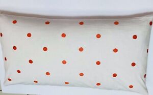 Calvin Klein decorative 26 x 13 Lumber wht linen & cott pillow & tangerine dots