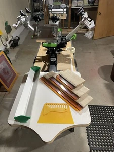 Riley Hopkins 4 Color 1 Station Screen Printer With Extras - Picture 1 of 6