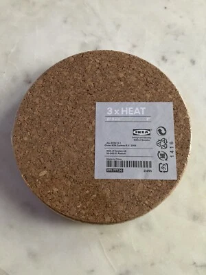 Ikea 3 x Heat Cork Trivets: Round 7" Diameter  (870.777.00) - Image 1 of 3