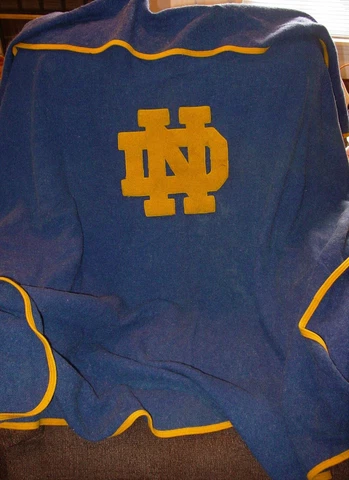 VINTAGE NOTRE DAME COLLEGIATE MFG. CO. AMES, IOWA CHENILLE WOOL BLANKET Cover