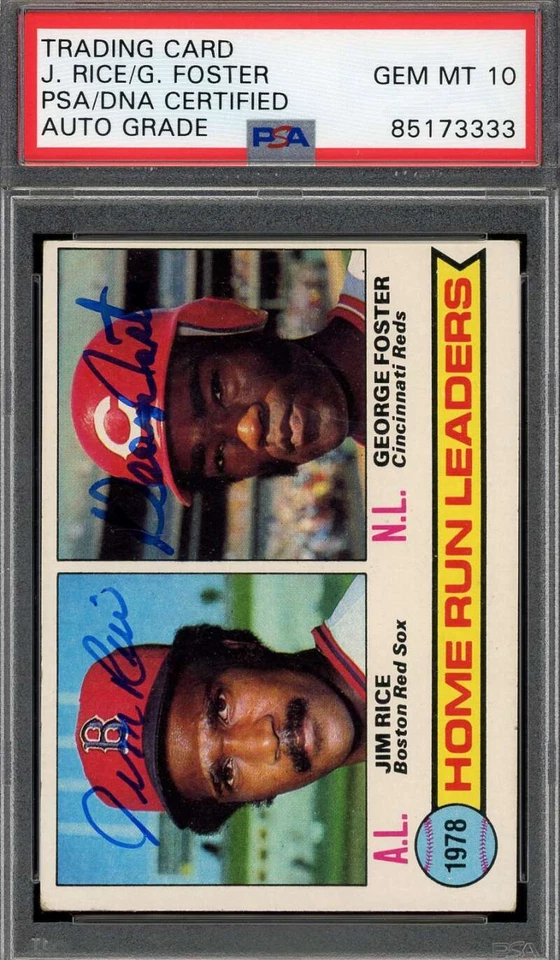 Jim Rice George Foster Gem Mint 10 PSA DNA Signed 1979 Topps 1978 Leaders Autogr - Image 1 of 1