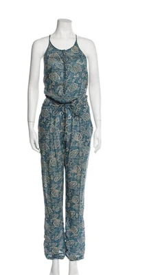 Isabel Marant Etoile Jumpsuit XS Blue/Tan Floral All Over Print Boho Pockets - Image 1 of 4